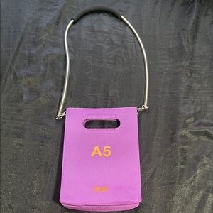 A5 Purple Crossbody Tote Bag with Silver & Black Strap
